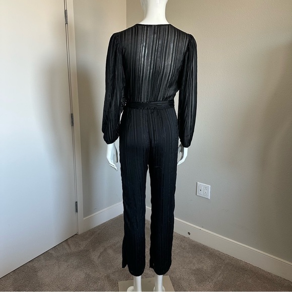 Victoria secret black plisse wrap wide-leg jumpsuit,  Chiffon Wrap Jumpsuit. - Picture 3 of 10